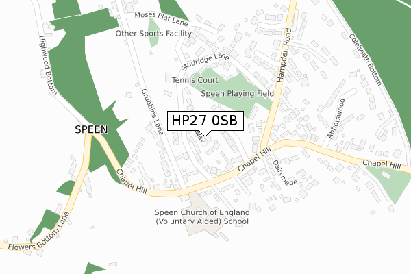 HP27 0SB map - large scale - OS Open Zoomstack (Ordnance Survey)