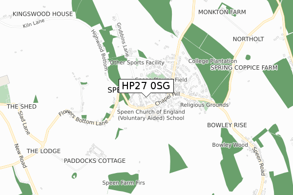 HP27 0SG map - small scale - OS Open Zoomstack (Ordnance Survey)