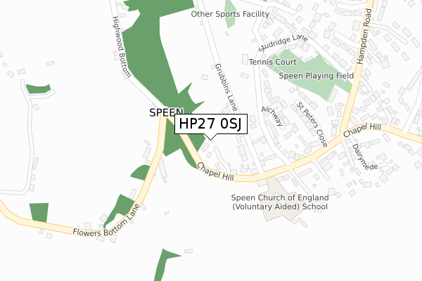 HP27 0SJ map - large scale - OS Open Zoomstack (Ordnance Survey)