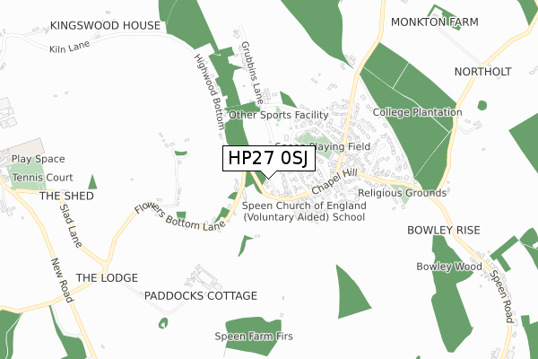 HP27 0SJ map - small scale - OS Open Zoomstack (Ordnance Survey)