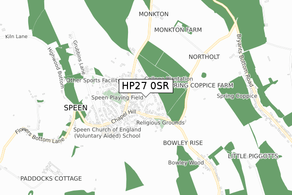 HP27 0SR map - small scale - OS Open Zoomstack (Ordnance Survey)