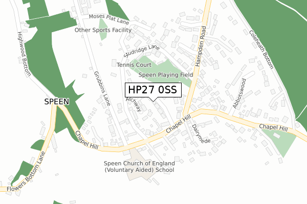 HP27 0SS map - large scale - OS Open Zoomstack (Ordnance Survey)