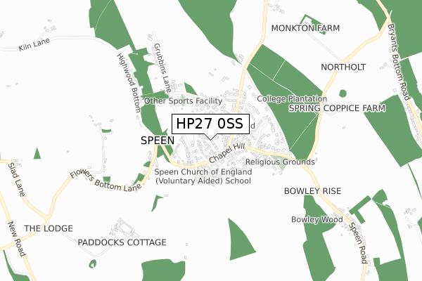 HP27 0SS map - small scale - OS Open Zoomstack (Ordnance Survey)