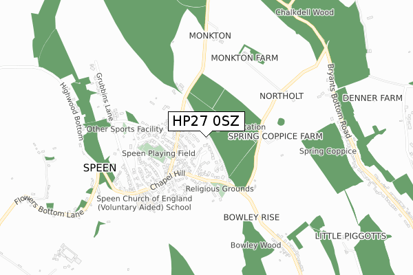 HP27 0SZ map - small scale - OS Open Zoomstack (Ordnance Survey)
