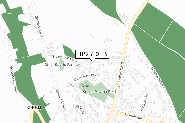 HP27 0TB map - large scale - OS Open Zoomstack (Ordnance Survey)