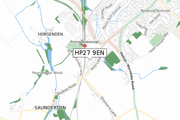 HP27 9EN map - small scale - OS Open Zoomstack (Ordnance Survey)