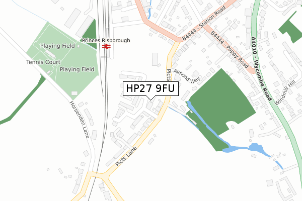 HP27 9FU map - large scale - OS Open Zoomstack (Ordnance Survey)