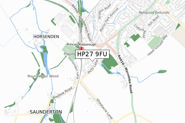 HP27 9FU map - small scale - OS Open Zoomstack (Ordnance Survey)