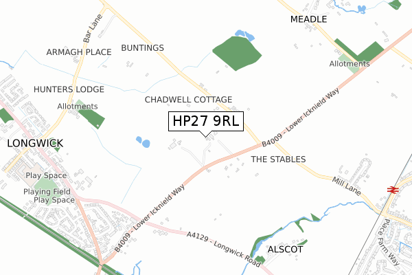 HP27 9RL map - small scale - OS Open Zoomstack (Ordnance Survey)