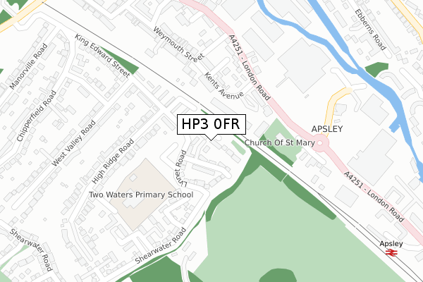 HP3 0FR map - large scale - OS Open Zoomstack (Ordnance Survey)