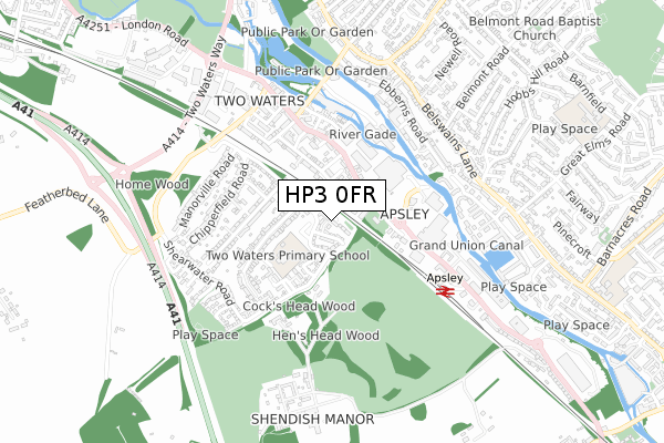 HP3 0FR map - small scale - OS Open Zoomstack (Ordnance Survey)