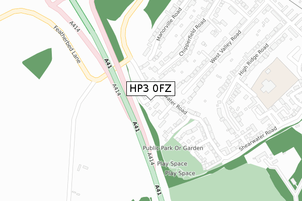 HP3 0FZ map - large scale - OS Open Zoomstack (Ordnance Survey)
