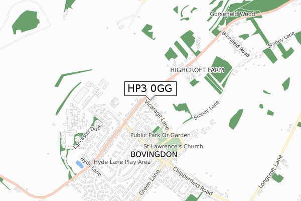 HP3 0GG map - small scale - OS Open Zoomstack (Ordnance Survey)