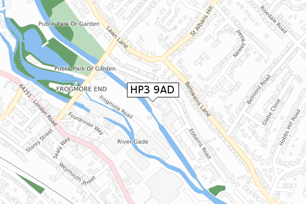 HP3 9AD map - large scale - OS Open Zoomstack (Ordnance Survey)