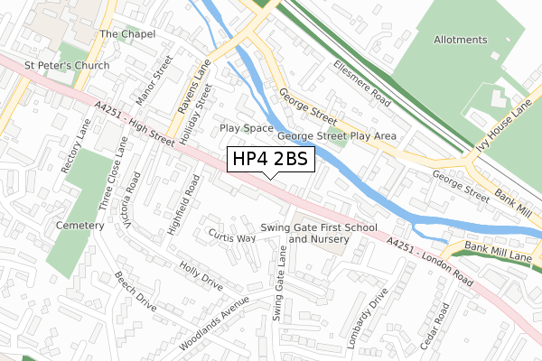HP4 2BS map - large scale - OS Open Zoomstack (Ordnance Survey)