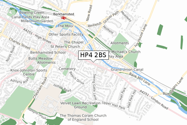 HP4 2BS map - small scale - OS Open Zoomstack (Ordnance Survey)