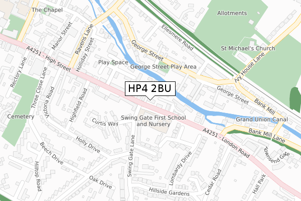 HP4 2BU map - large scale - OS Open Zoomstack (Ordnance Survey)