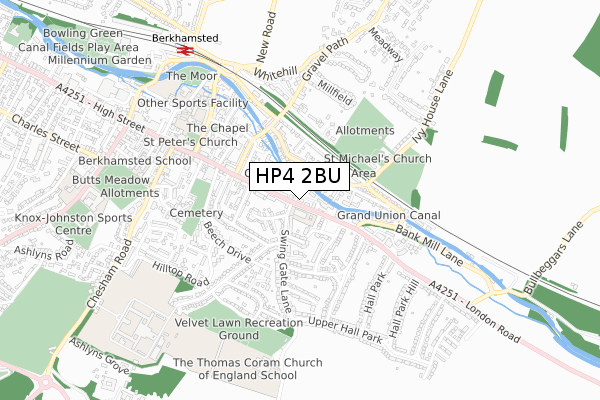 HP4 2BU map - small scale - OS Open Zoomstack (Ordnance Survey)