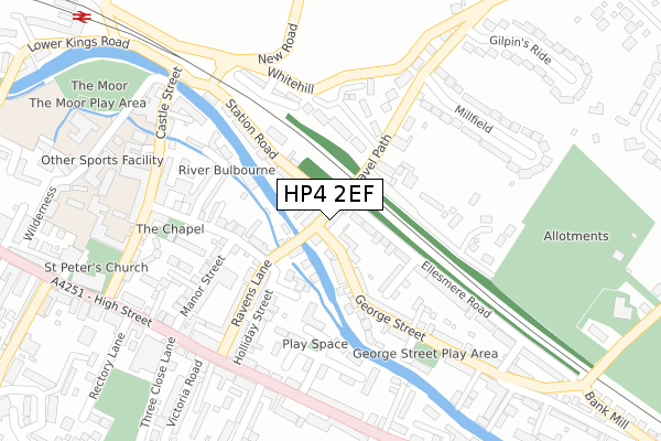 HP4 2EF map - large scale - OS Open Zoomstack (Ordnance Survey)