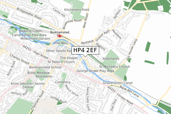 HP4 2EF map - small scale - OS Open Zoomstack (Ordnance Survey)