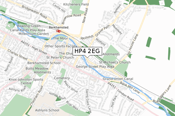 HP4 2EG map - small scale - OS Open Zoomstack (Ordnance Survey)