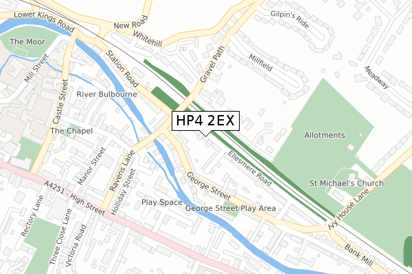 HP4 2EX map - large scale - OS Open Zoomstack (Ordnance Survey)