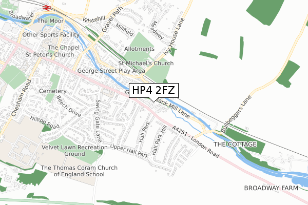 HP4 2FZ map - small scale - OS Open Zoomstack (Ordnance Survey)