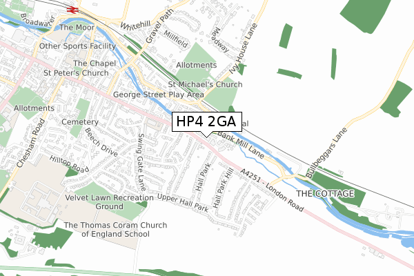 HP4 2GA map - small scale - OS Open Zoomstack (Ordnance Survey)