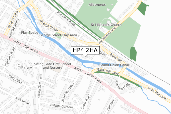 HP4 2HA map - large scale - OS Open Zoomstack (Ordnance Survey)