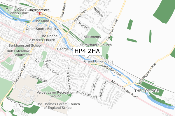 HP4 2HA map - small scale - OS Open Zoomstack (Ordnance Survey)