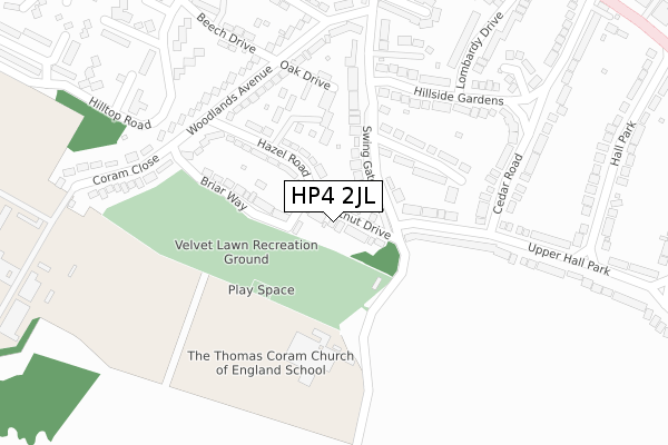 HP4 2JL map - large scale - OS Open Zoomstack (Ordnance Survey)