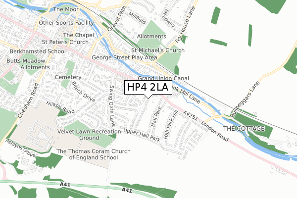 HP4 2LA map - small scale - OS Open Zoomstack (Ordnance Survey)