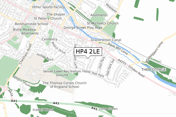 HP4 2LE map - small scale - OS Open Zoomstack (Ordnance Survey)