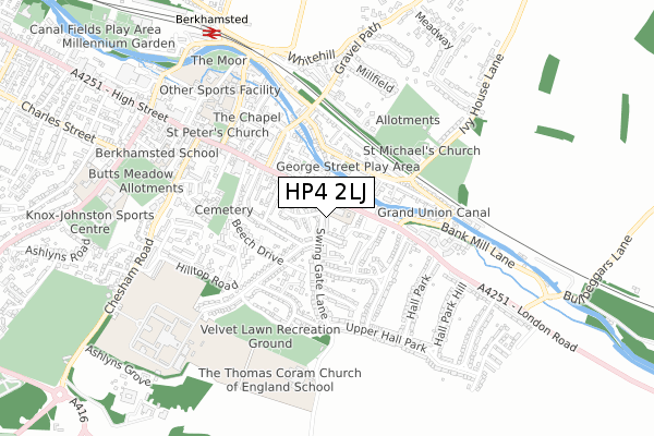 HP4 2LJ map - small scale - OS Open Zoomstack (Ordnance Survey)