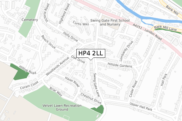 HP4 2LL map - large scale - OS Open Zoomstack (Ordnance Survey)