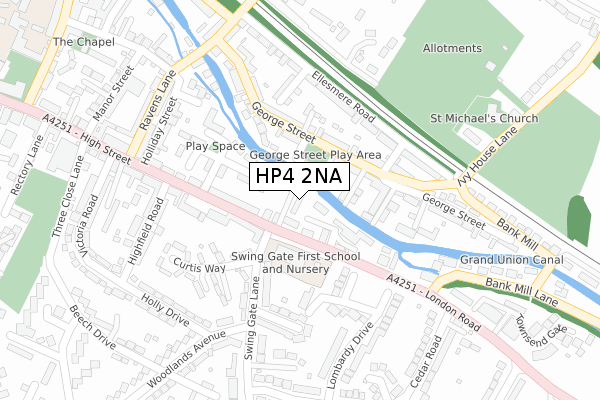 HP4 2NA map - large scale - OS Open Zoomstack (Ordnance Survey)