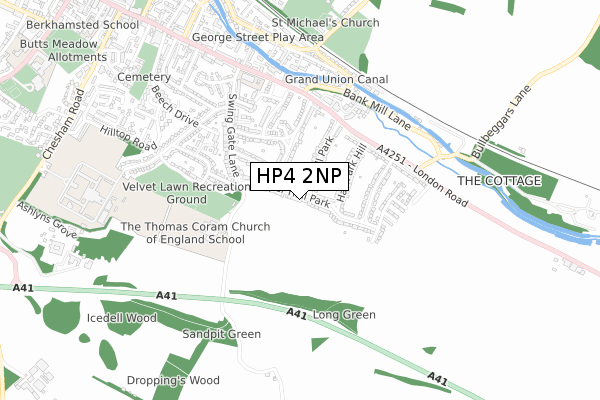 HP4 2NP map - small scale - OS Open Zoomstack (Ordnance Survey)