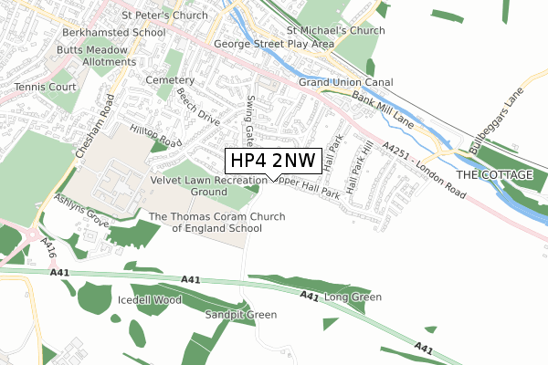HP4 2NW map - small scale - OS Open Zoomstack (Ordnance Survey)