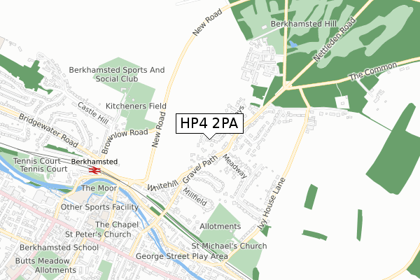 HP4 2PA map - small scale - OS Open Zoomstack (Ordnance Survey)