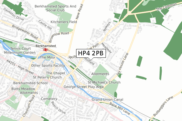 HP4 2PB map - small scale - OS Open Zoomstack (Ordnance Survey)