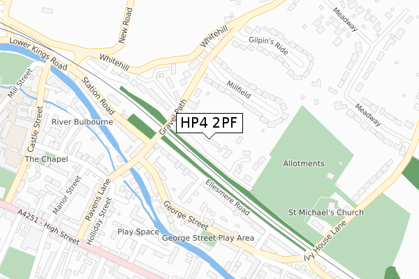 HP4 2PF map - large scale - OS Open Zoomstack (Ordnance Survey)