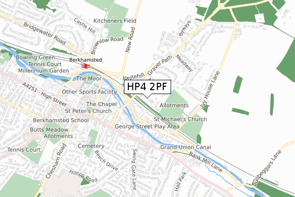 HP4 2PF map - small scale - OS Open Zoomstack (Ordnance Survey)