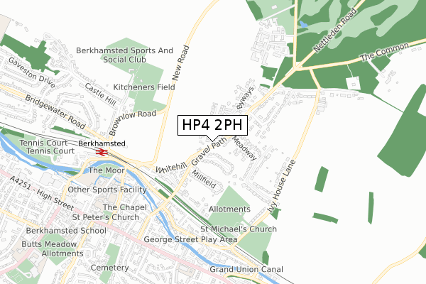HP4 2PH map - small scale - OS Open Zoomstack (Ordnance Survey)