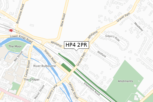 HP4 2PR map - large scale - OS Open Zoomstack (Ordnance Survey)