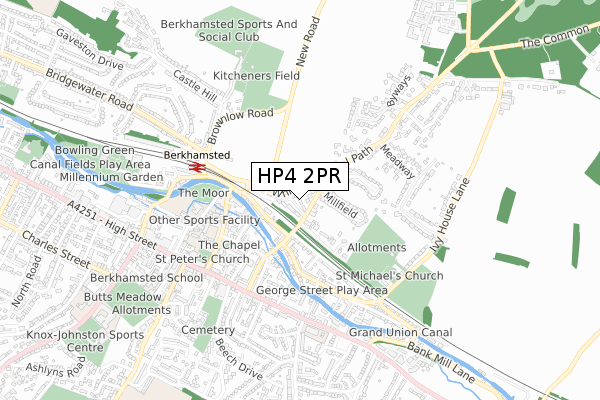 HP4 2PR map - small scale - OS Open Zoomstack (Ordnance Survey)