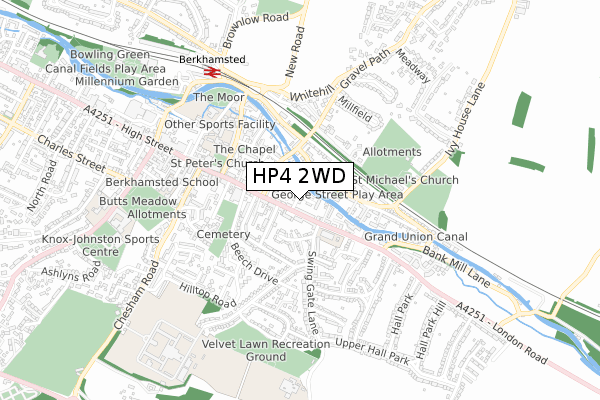 HP4 2WD map - small scale - OS Open Zoomstack (Ordnance Survey)