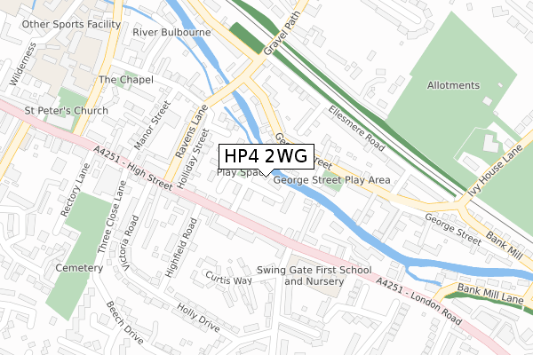 HP4 2WG map - large scale - OS Open Zoomstack (Ordnance Survey)