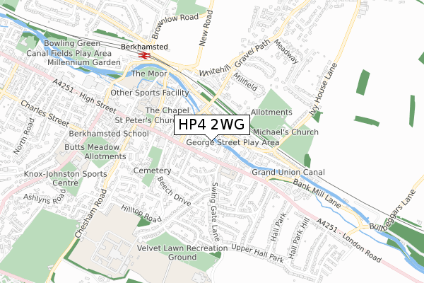HP4 2WG map - small scale - OS Open Zoomstack (Ordnance Survey)