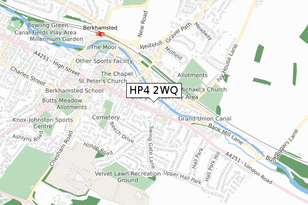 HP4 2WQ map - small scale - OS Open Zoomstack (Ordnance Survey)