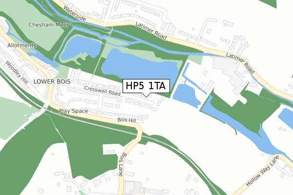 HP5 1TA map - large scale - OS Open Zoomstack (Ordnance Survey)